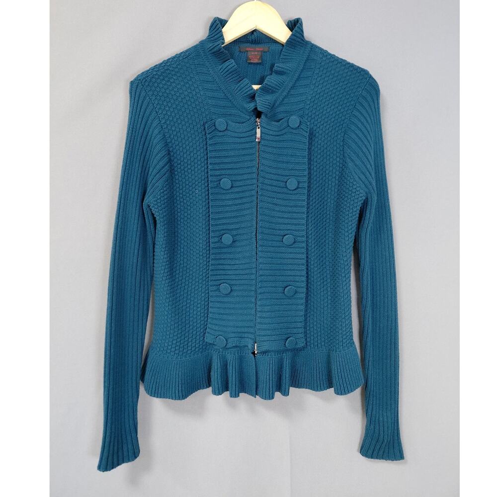 Alison Sheri Blue Peplum Lightweight Sweater Women Knit Size M